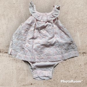 EUC Baby Gap Eyelet Light Pink Romper Size 3-6 Months